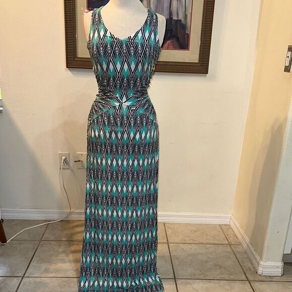 NWT Tart Turquoise/Black Patterned Maxi Dress Size Small - Picture 6 of 7